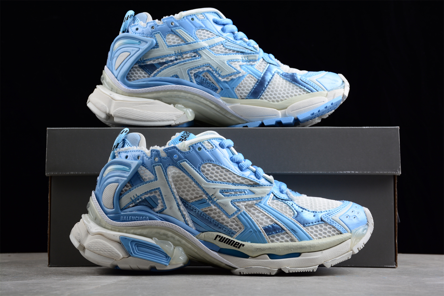 Balenciaga Runner Sneaker in Light Blue and Off-White Mesh and Nylon ...